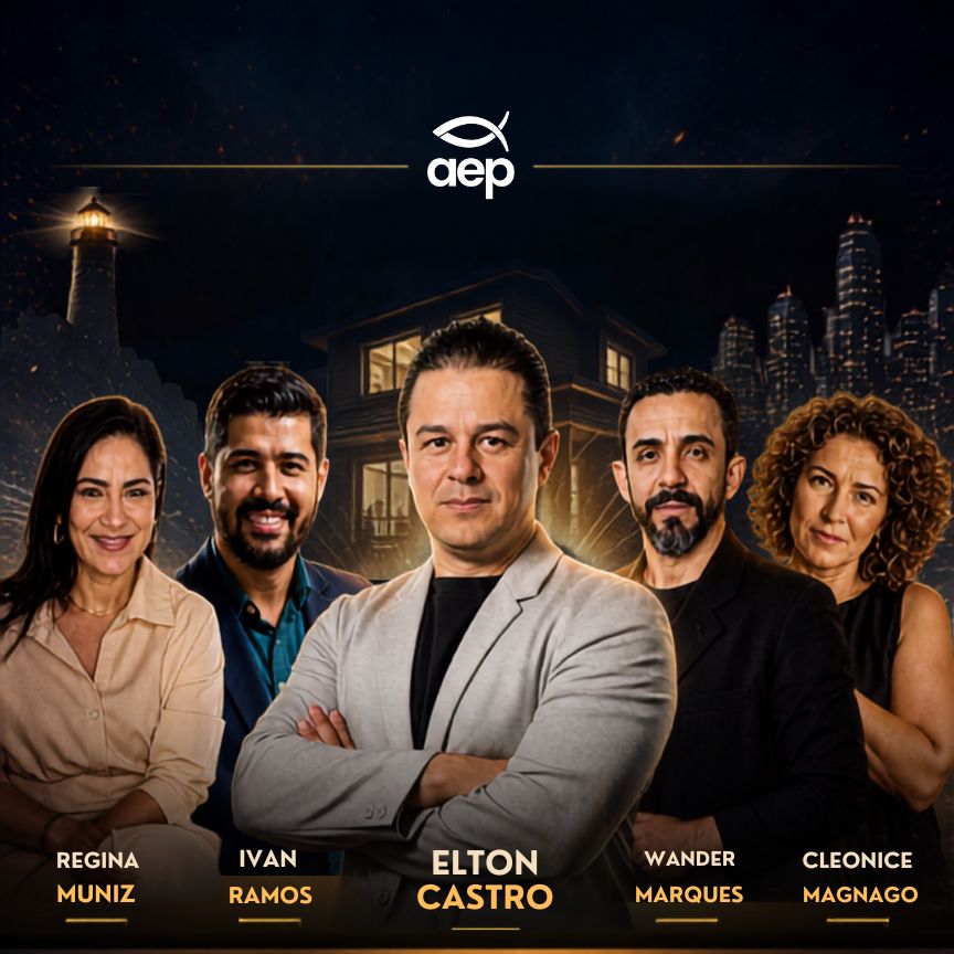 Regina Muniz, Ivan Ramos, Elton Castro, Wander Marques e Cleonice Magnago — equipe AEP responsável pela condução do evento